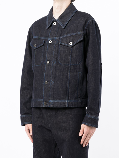 Ferragamo Rear Logo Patch Denim Jacket In Blue