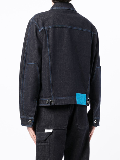 Ferragamo Rear Logo Patch Denim Jacket In Blue
