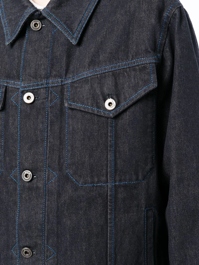 Ferragamo Rear Logo Patch Denim Jacket In Blue