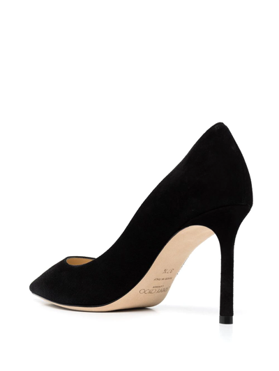 Shop Jimmy Choo Romy 85mm Suede Pumps In Black