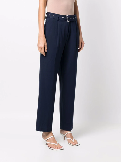 Shop Michael Michael Kors High-waisted Straight Leg Trousers In Blue
