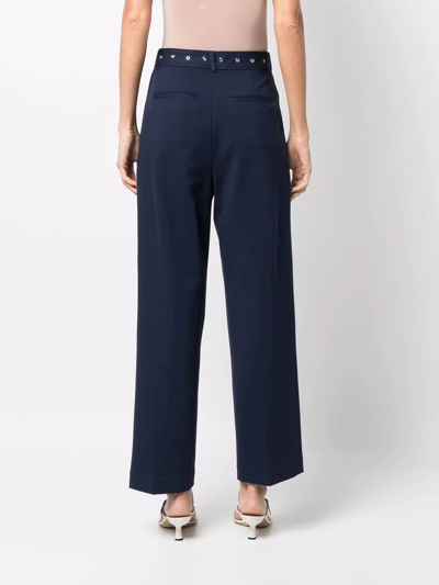 Shop Michael Michael Kors High-waisted Straight Leg Trousers In Blue