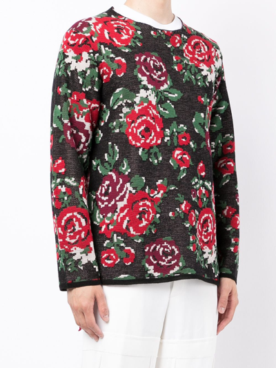 Shop Comme Des Garçons Homme Deux Floral-pattern Knit Jumper In Black