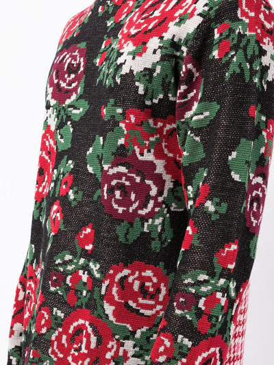 Shop Comme Des Garçons Homme Deux Floral-pattern Knit Jumper In Black