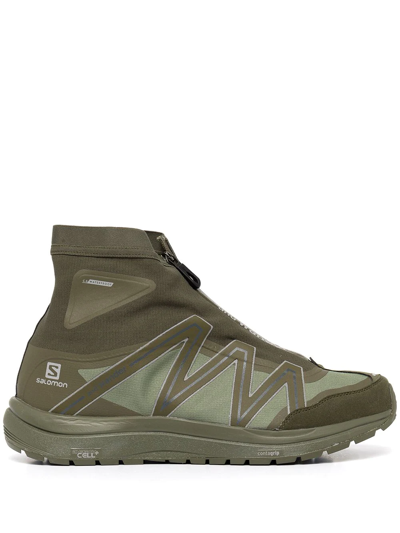 Shop And Wander X Solomon Reflective High-top Sneakers In Green