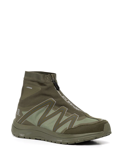 Shop And Wander X Solomon Reflective High-top Sneakers In Green