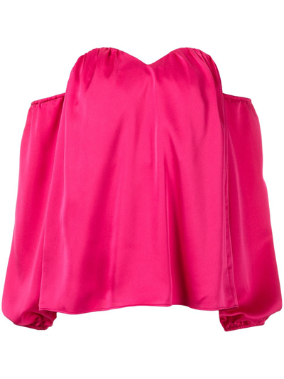 Shop Milly Willianna Off-shoulder Blouse In Pink