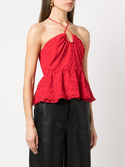 Shop Milly Willette Leopard Jacquard Top In Red