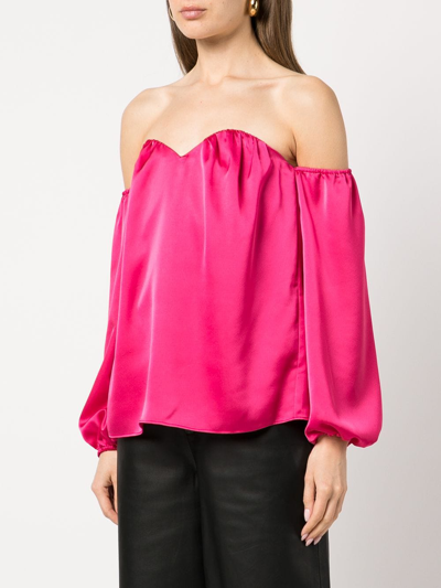Shop Milly Willianna Off-shoulder Blouse In Pink