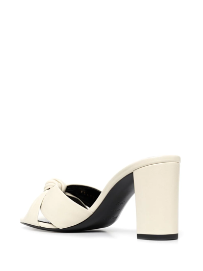 Shop Saint Laurent Bianca 60mm Knot-detail Mule Sandals In White