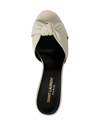 Shop Saint Laurent Bianca 60mm Knot-detail Mule Sandals In White