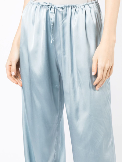 Shop Jacquemus Wide-leg Satin Trousers In Blue