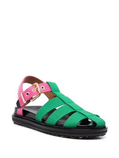 Shop Marni Caged-design Sandals In Green