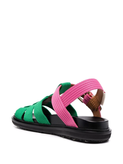 Marni Green & Pink Fishermans Fussbett Sandals In Multi | ModeSens