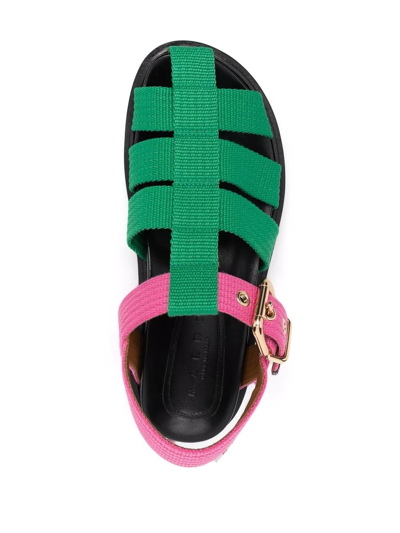 Shop Marni Caged-design Sandals In Green