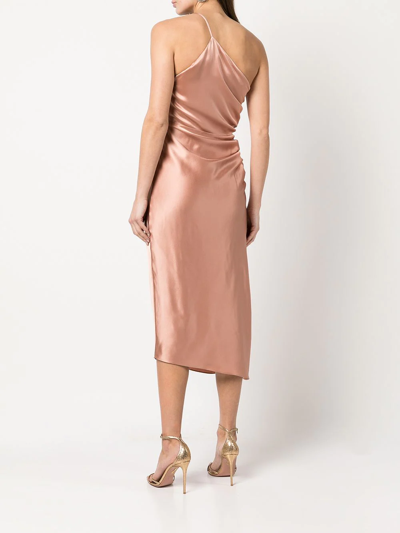 Shop Michelle Mason Gathered-detail Silk Dress In Neutrals