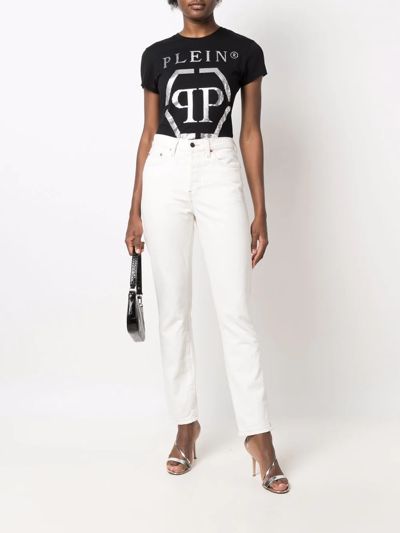 Shop Philipp Plein Logo-print Cotton T-shirt In Black