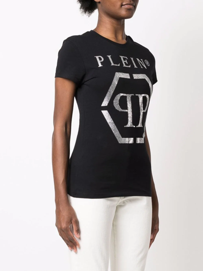 Shop Philipp Plein Logo-print Cotton T-shirt In Black