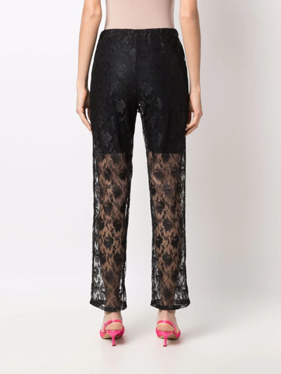 Shop Philosophy Di Lorenzo Serafini Floral Lace-overlay Trousers In Black