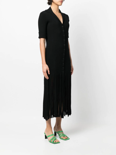 Shop Philosophy Di Lorenzo Serafini Fringed Knitted Dress In Black