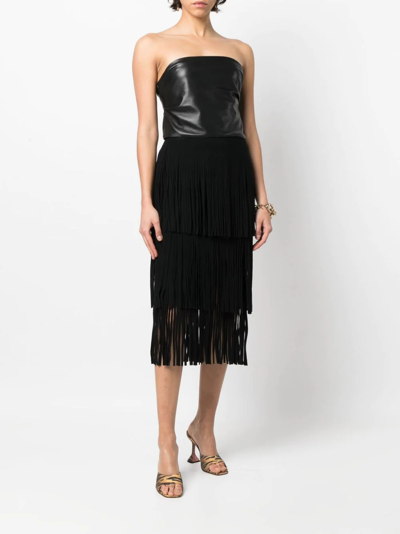 Shop Philosophy Di Lorenzo Serafini Fringed Teared Midi Skirt In Black