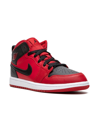 Shop Jordan 1 Mid "reverse Bred" Sneakers In Red