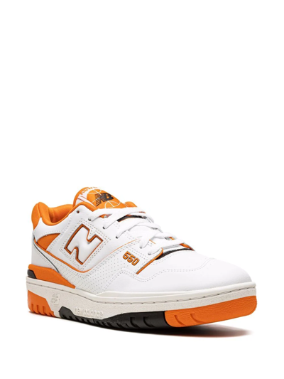 New Balance 550 Low-top Sneakers In Varsity Orange And White In White