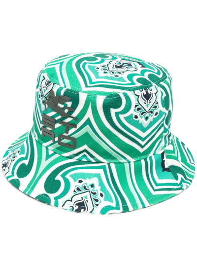 Shop Etro Geometric-print Bucket Hat In Green