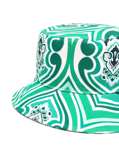 Shop Etro Geometric-print Bucket Hat In Green