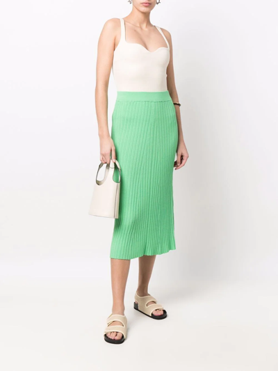 Shop Remain Rib-knit Midi Skirt In Green