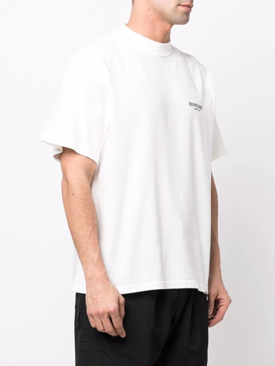 Shop Represent Logo Print Cotton T-shirt In White