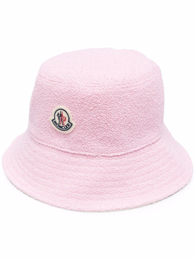 Shop Moncler Logo Patch Bucket Hat In Pink