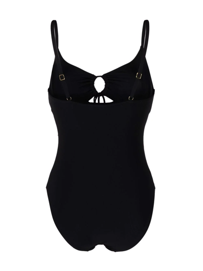 Tory Burch Ruched Cut-out Swimsuit In Black