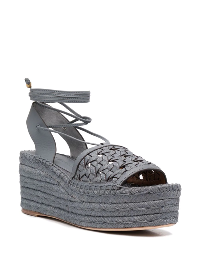 Tory Burch Lace-up Platform Espadrilles In Blue