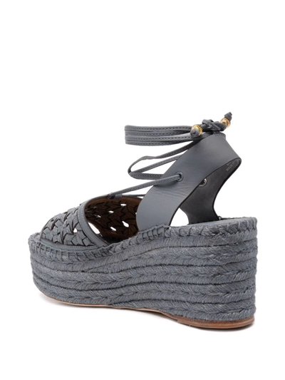 Tory Burch Lace-up Platform Espadrilles In Blue