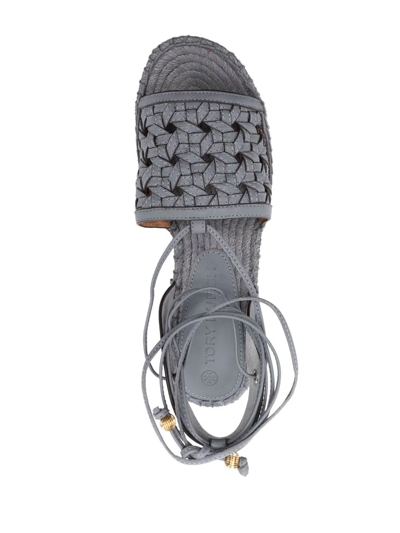 Tory Burch Lace-up Platform Espadrilles In Blue