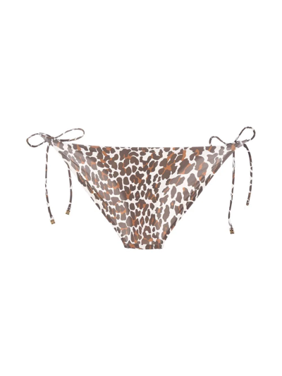 Tory Burch Leopard-print Bikini Bottoms In Brown