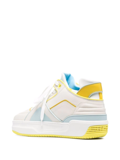 Just Don Colour-block Panelled Trainers In White
