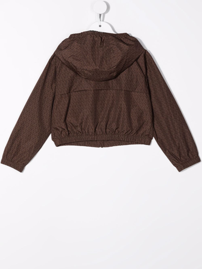 Shop Michael Kors Monogram-print Hooded Jacket In Brown
