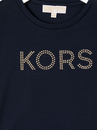 Shop Michael Kors Cotton Studded-logo T-shirt In Blue