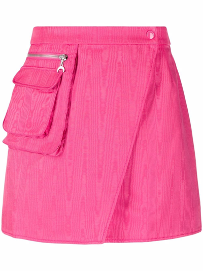 Shop Marine Serre Cycling Moire-effect Skirt In Pink