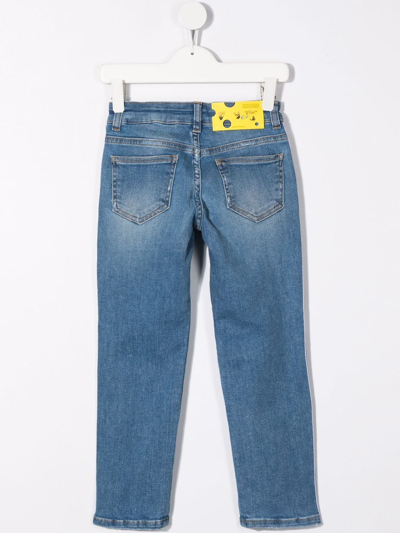 Shop Off-white Logo-tape Straight-leg Jeans In Blue