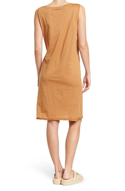 Shop Stitchdrop Pleated Asymmetrical Hem Sleeveless Dress In Rattan