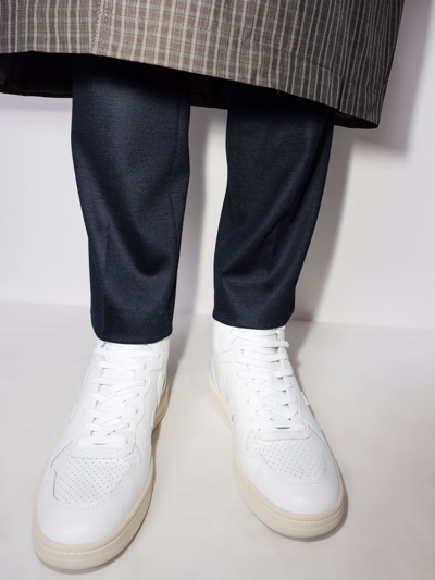 Shop Veja V-15 Cwl High-top Sneakers In Weiss