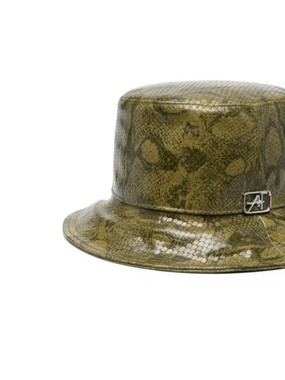 Alberta Ferretti Python Print Calfskin Hat In Grün