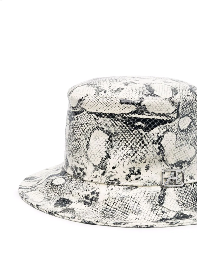 Alberta Ferretti Python Print Calfskin Hat In Weiss