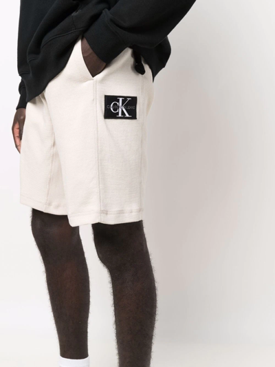 Shop Calvin Klein Jeans Est.1978 Cotton Drawstring Track Shorts In Nude