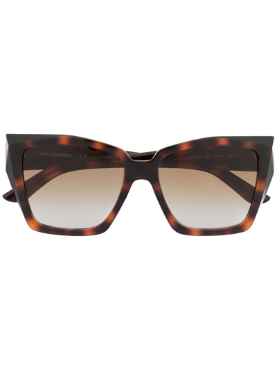 Shop Karl Lagerfeld Tortoiseshell Oversized Sunglasses In Brown