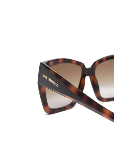 Shop Karl Lagerfeld Tortoiseshell Oversized Sunglasses In Brown