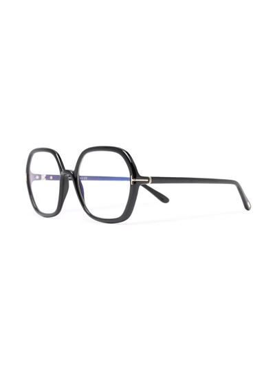 Tom Ford Oversized Round Glasses In Black
